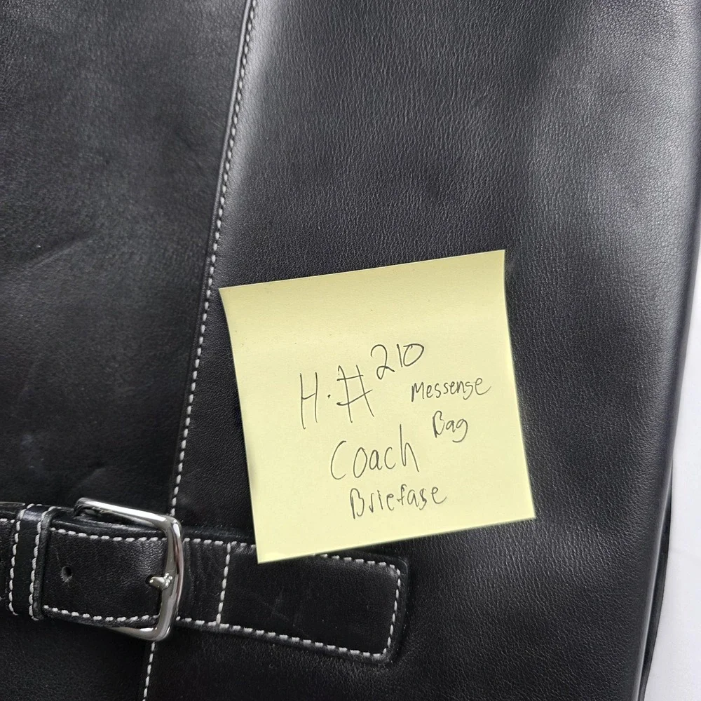 Coach Messenger Bag Mens Large Black Leather Briefcase Crossbody Office